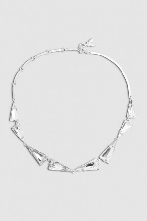 Silver Patrizia Pepe Brass And Glass Necklace | SBUZJDM-42