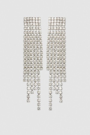 Silver Patrizia Pepe Rhinestone Earrings | PFGEBYW-53