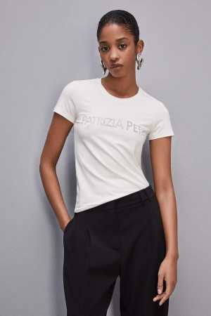 White Patrizia Pepe Essential T-shirt | XVYRDBW-40