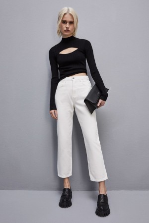 White Patrizia Pepe High-waisted Denim Pants | WITBMXP-47