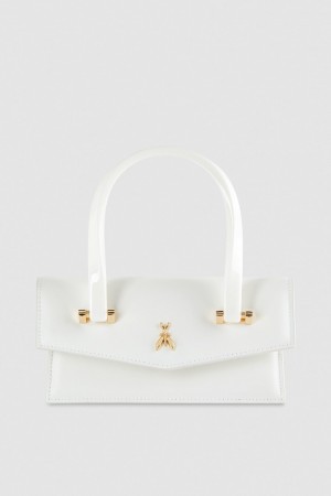 White Patrizia Pepe Leather Shoulder Bag With Snap Closure | DCROVMN-87