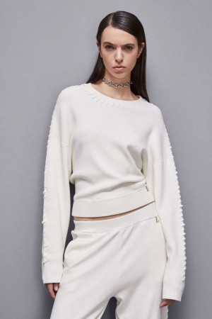 White Patrizia Pepe Long-sleeved Viscose Blend Sweater | XNJMLIV-80