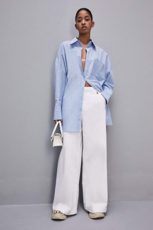 White Patrizia Pepe Stretch Cotton Satin Palazzo Pants | WUYFTHN-78