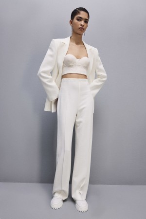 White Patrizia Pepe Viscose Palazzo Pants | XKFJTSO-09