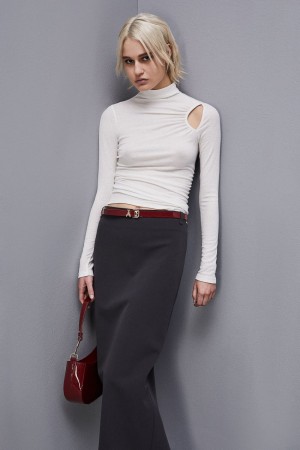 White Patrizia Pepe Viscose Ribbed Sweater | GERLSCK-40