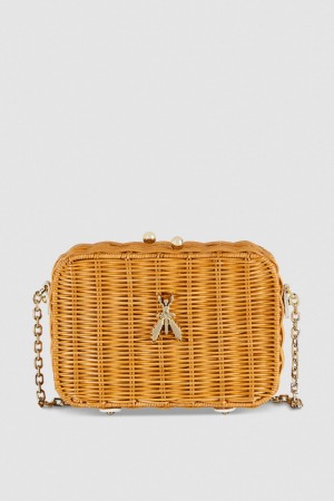 White Patrizia Pepe Wicker Shoulder Bag | CWRYQAJ-52