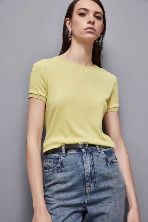 Yellow Patrizia Pepe Essential Short-sleeved Sweater | JBKGPWM-48