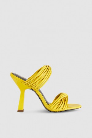 Yellow Patrizia Pepe Heeled Sandal In Smooth Leather With Gold-colored Mini Logo | AWZUSNC-69