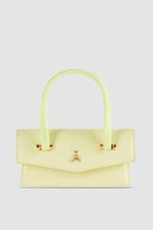 Yellow Patrizia Pepe Leather Shoulder Bag With Snap Closure | WEIYQLZ-05