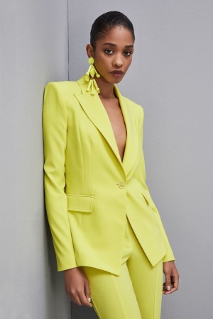 Yellow Patrizia Pepe One-button Jacket In Sablè Crepe Fabric | ZOPEGRJ-62