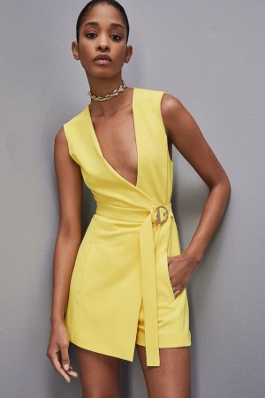 Yellow Patrizia Pepe Sleeveless Jumpsuit In Fluid Twill | KHGTPSX-91