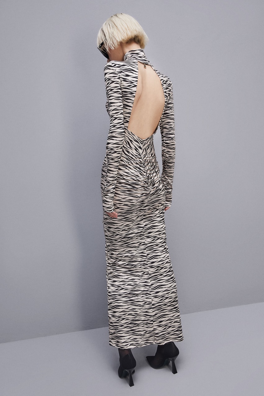 Animalier Patrizia Pepe Long Slim Fit Dress | HIXUSLM-78