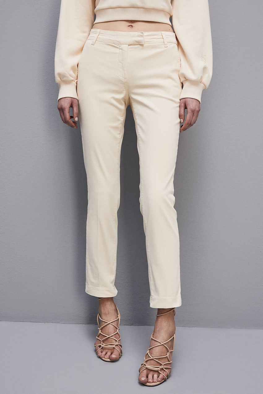 Beige Patrizia Pepe Cotton Satin Chino Pants | XUKEAZR-65