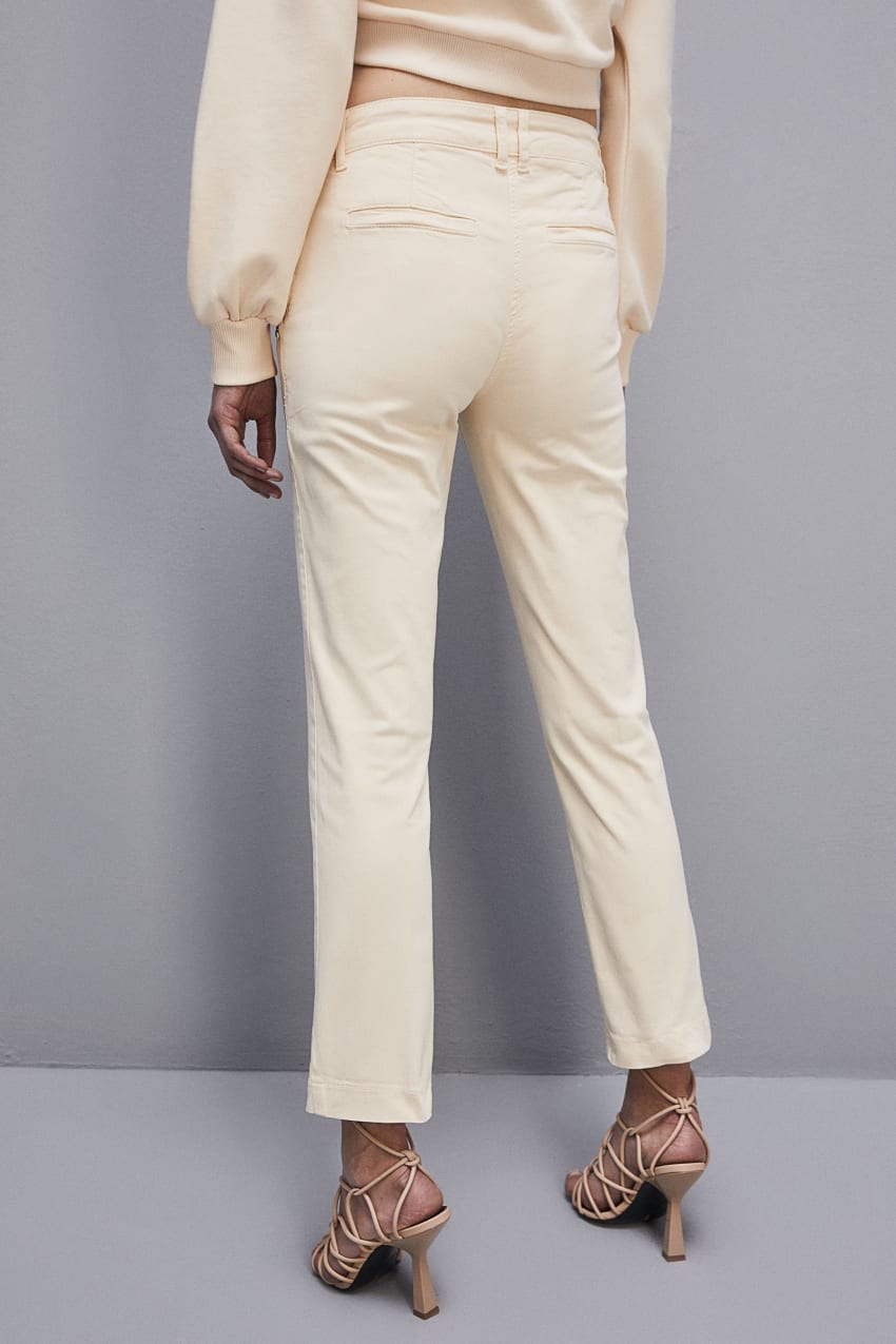 Beige Patrizia Pepe Cotton Satin Chino Pants | XUKEAZR-65