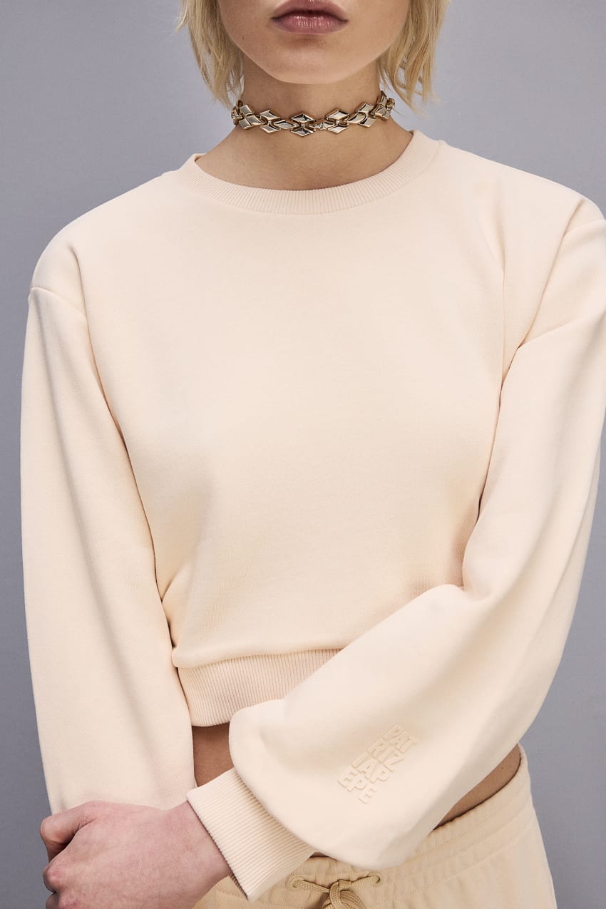 Beige Patrizia Pepe Cotton Sweatshirt With Print | AHMLUDV-86