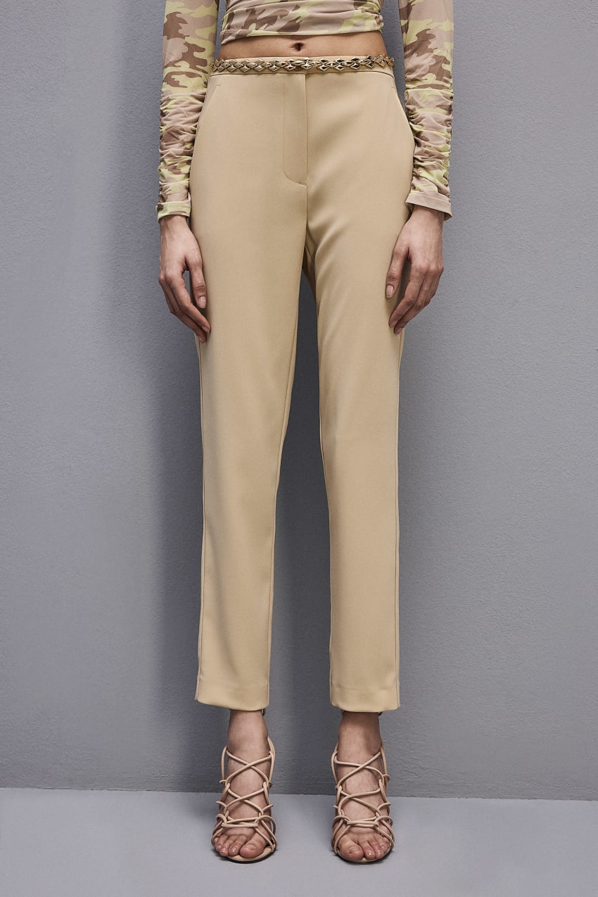 Beige Patrizia Pepe Essential Cigarette Pants | OVKDCIW-19