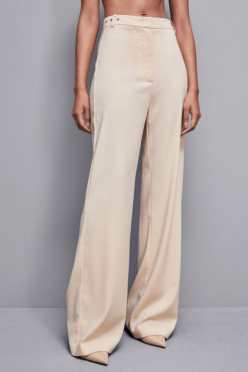 Beige Patrizia Pepe Essential Crepe Palazzo-fit Pants | PSJNAUF-69