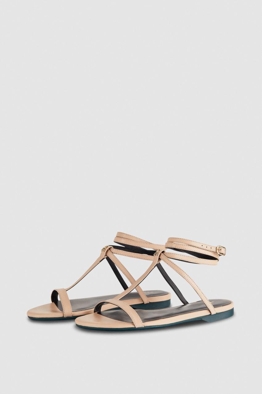 Beige Patrizia Pepe Flat Sandals With Ankle Strap | NWRLOQS-37