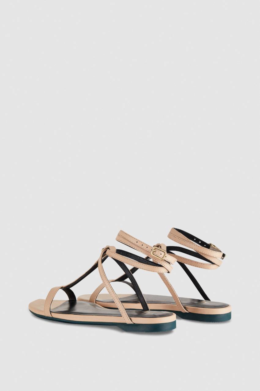 Beige Patrizia Pepe Flat Sandals With Ankle Strap | NWRLOQS-37