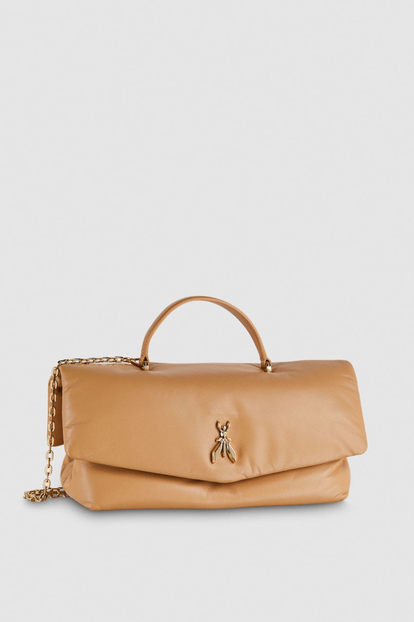 Beige Patrizia Pepe Fly Bamby Leather Shoulder Bag | DIQNVXL-93