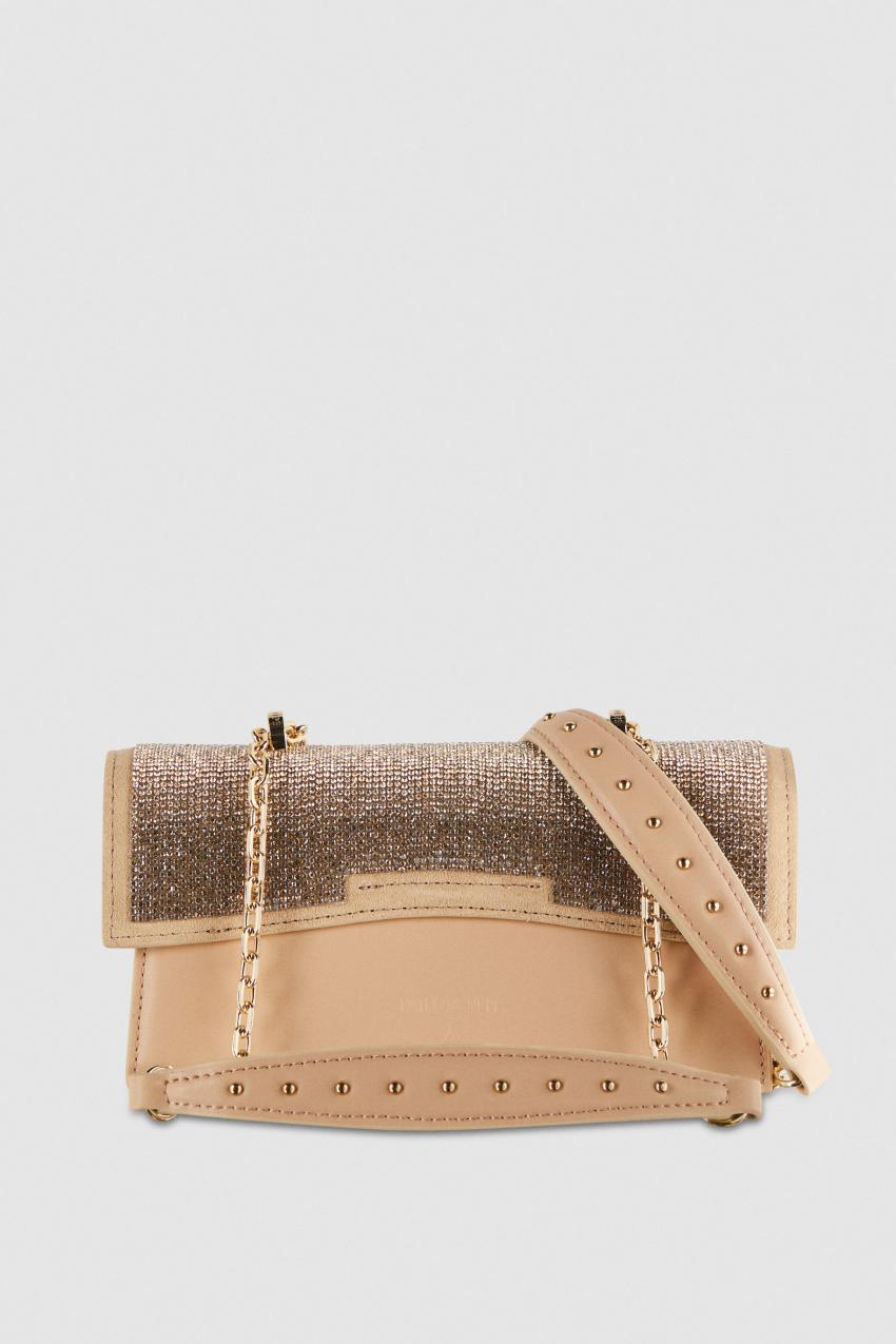 Beige Patrizia Pepe Fly Bamby Shoulder Bag With Rhinestones | AFYWCBN-73