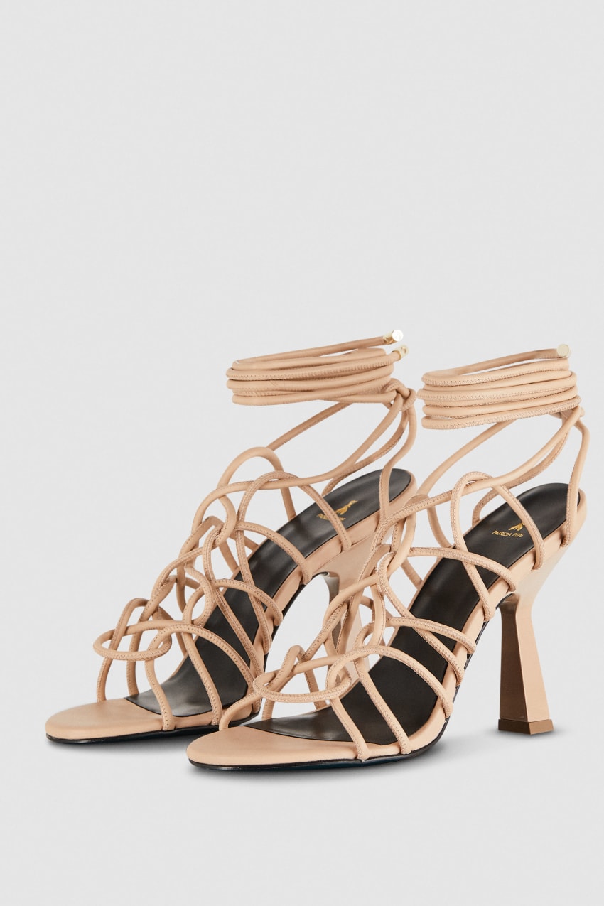 Beige Patrizia Pepe Heeled Ankle Sandals | MNFUBIJ-17