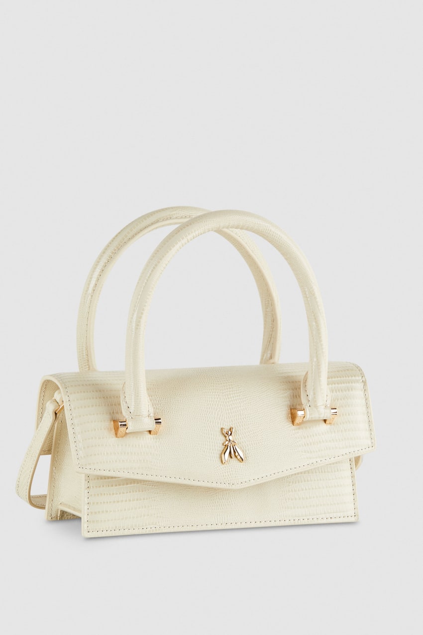 Beige Patrizia Pepe Leather Shoulder Bag With Tejus Print | RZKXUCS-15