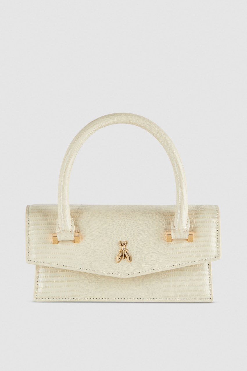 Beige Patrizia Pepe Leather Shoulder Bag With Tejus Print | RZKXUCS-15