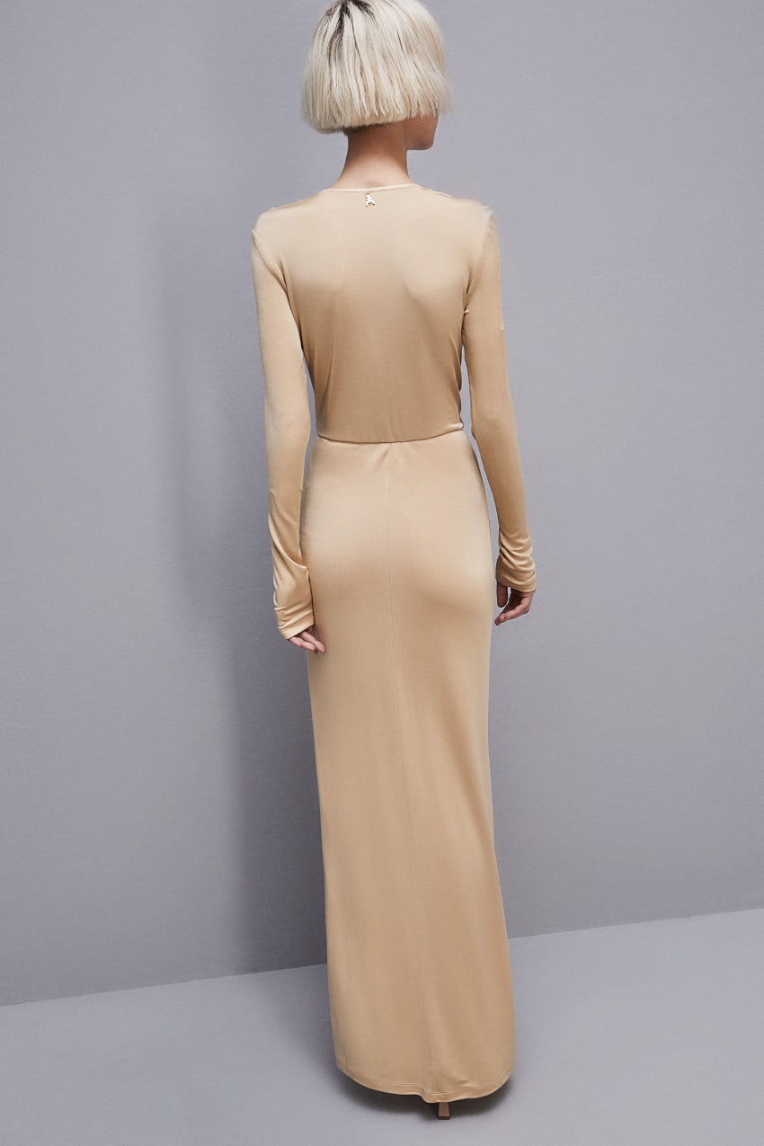 Beige Patrizia Pepe Long Jersey Dress | ERPJNZO-25