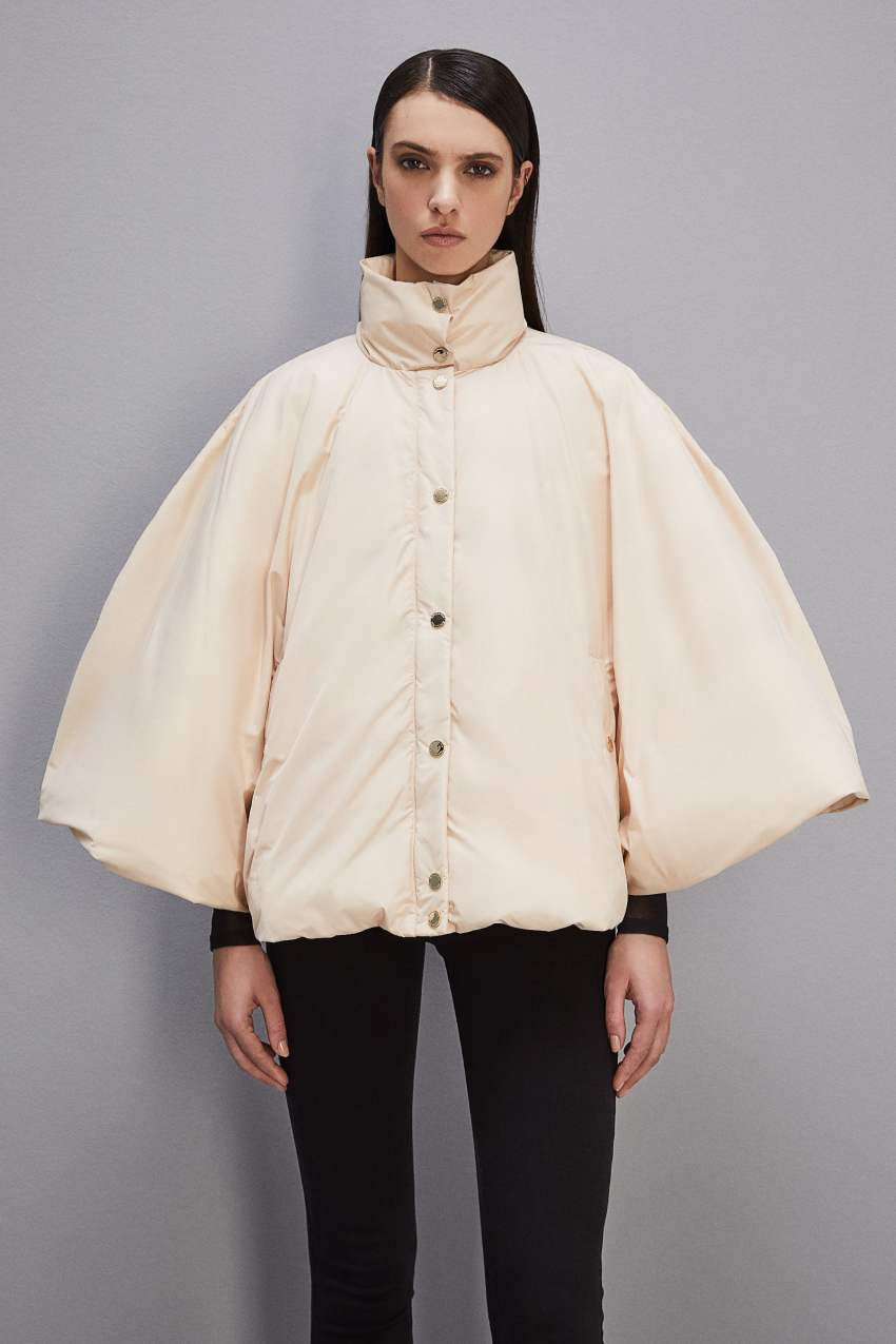 Beige Patrizia Pepe Mix Fabric Padded Cape | VLXSURY-17