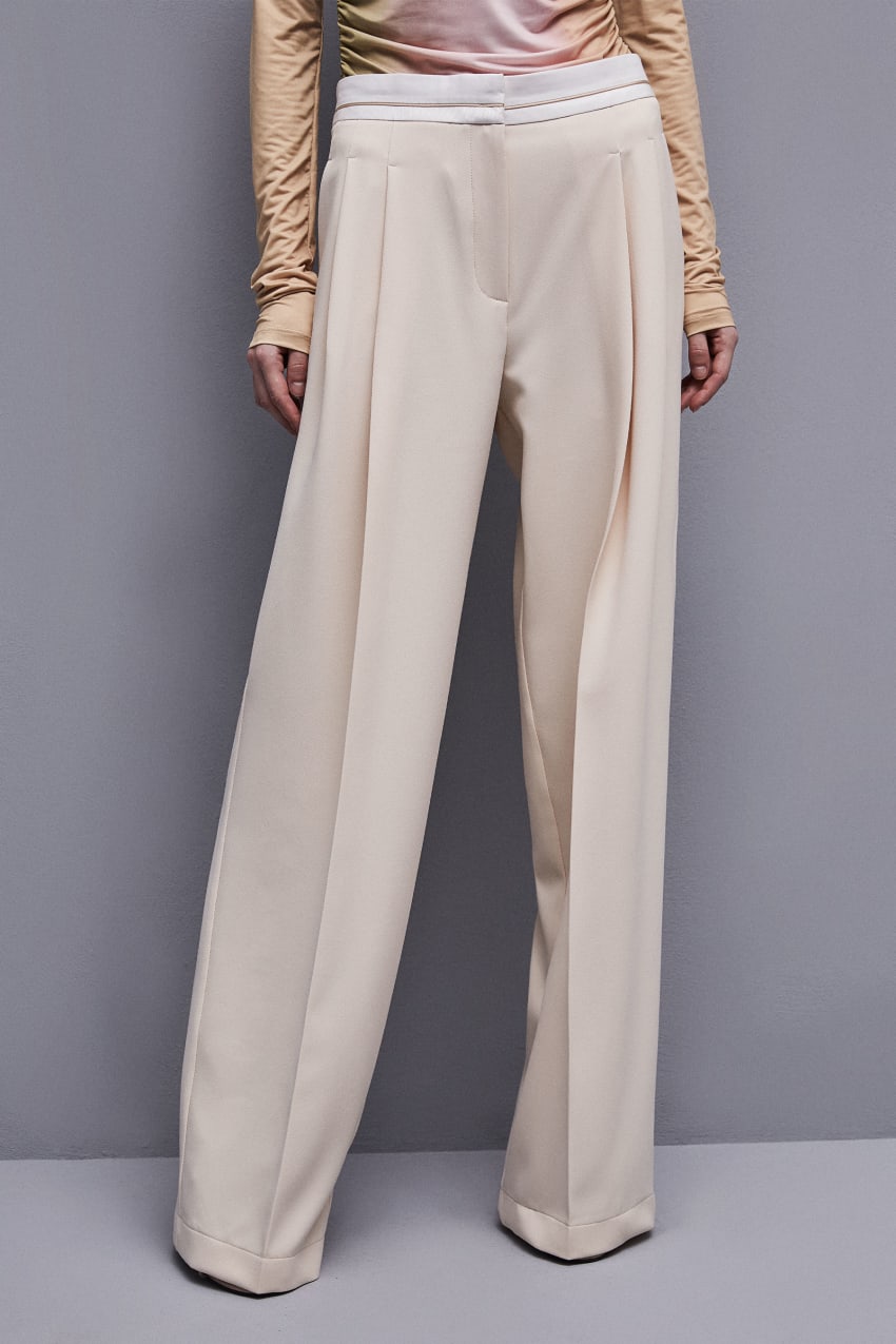 Beige Patrizia Pepe Palazzo Pants In Technical Fabric | KMYVRJS-58