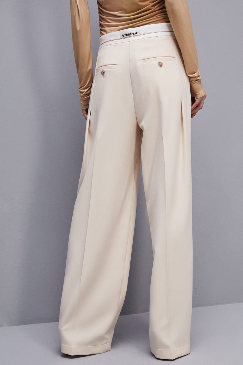 Beige Patrizia Pepe Palazzo Pants In Technical Fabric | KMYVRJS-58