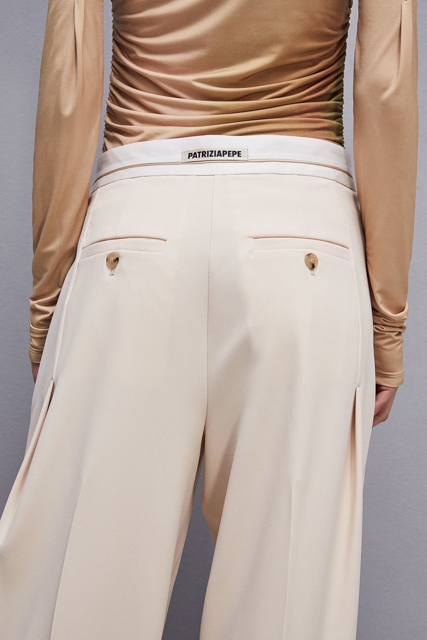 Beige Patrizia Pepe Palazzo Pants In Technical Fabric | KMYVRJS-58