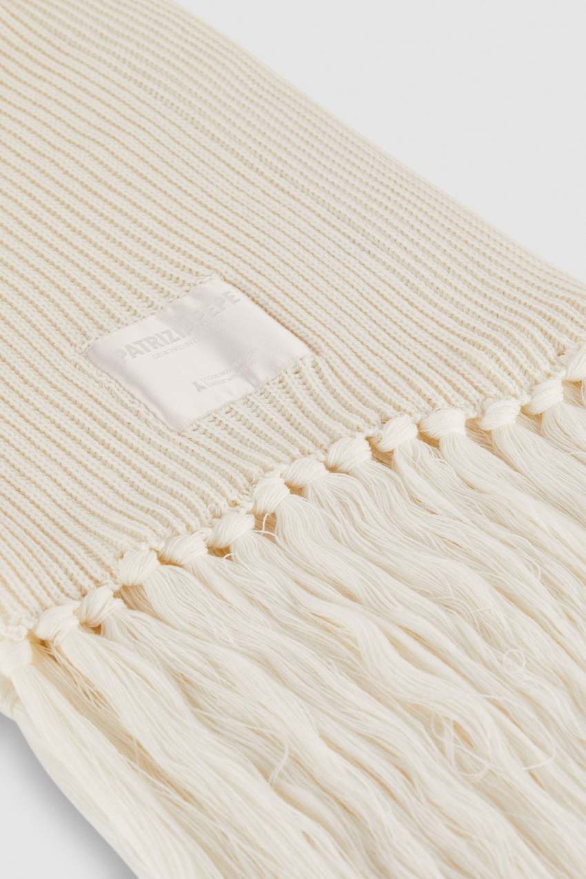 Beige Patrizia Pepe Ribbed Scarf With Fabric Fringes | JAPORBF-36