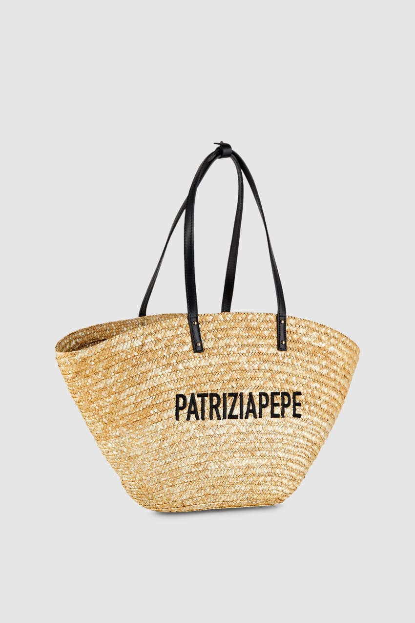 Beige Patrizia Pepe Straw Shopper | KANITYW-09