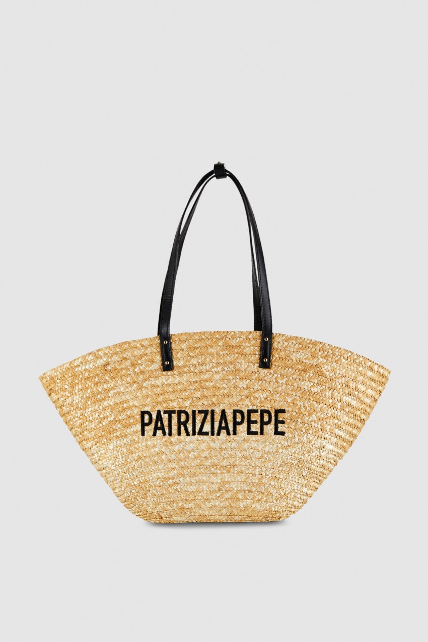 Beige Patrizia Pepe Straw Shopper | KANITYW-09