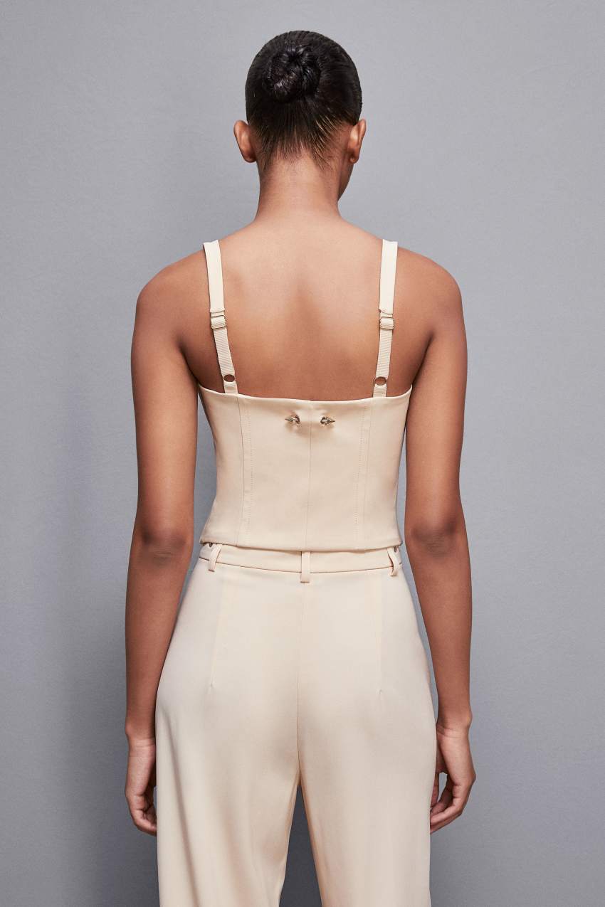 Beige Patrizia Pepe Stretch Fabric Bustier Top | BDYJRUP-93