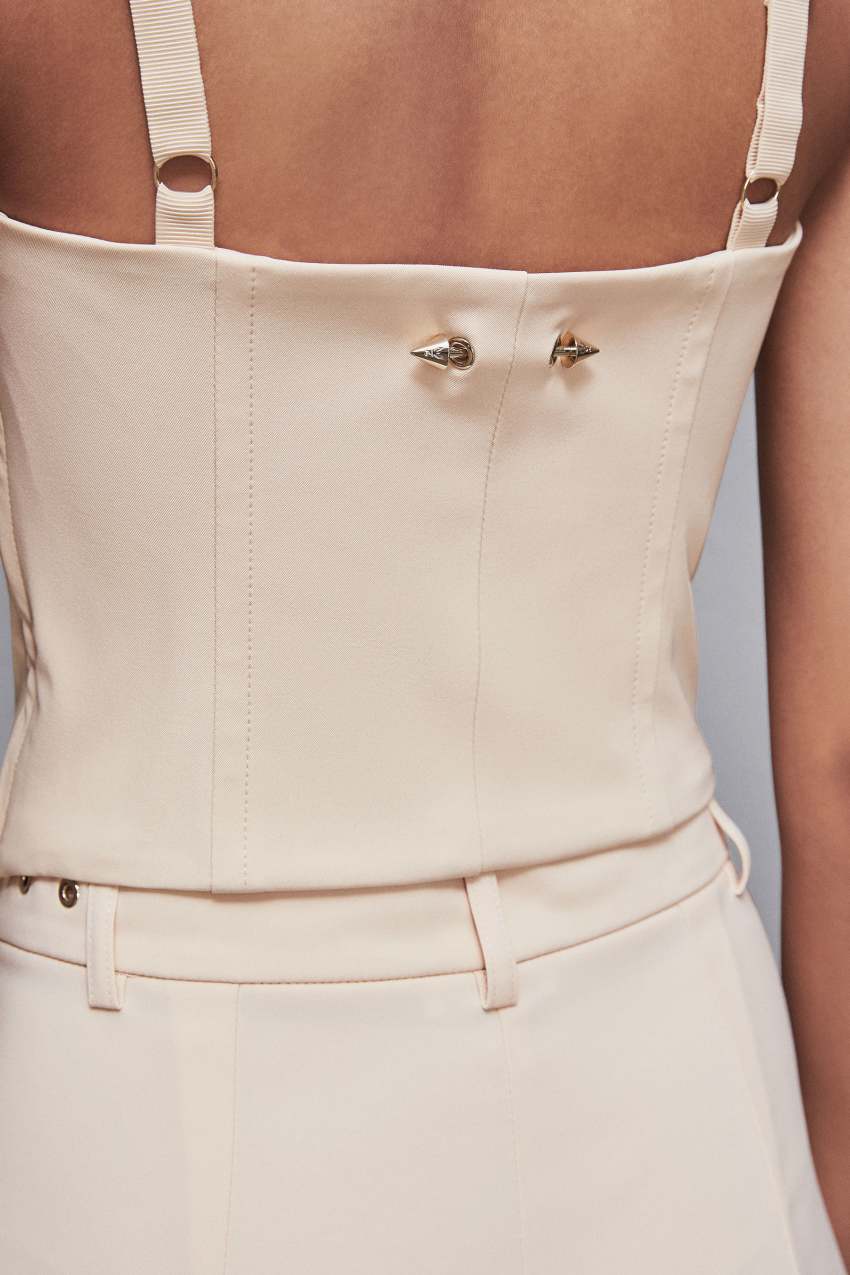 Beige Patrizia Pepe Stretch Fabric Bustier Top | BDYJRUP-93