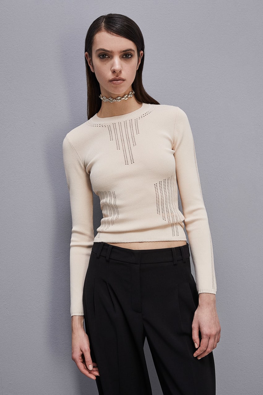 Beige Patrizia Pepe Viscose Bodycon Sweater | YNVISMA-81