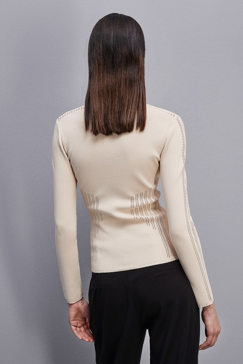 Beige Patrizia Pepe Viscose Bodycon Sweater | YNVISMA-81