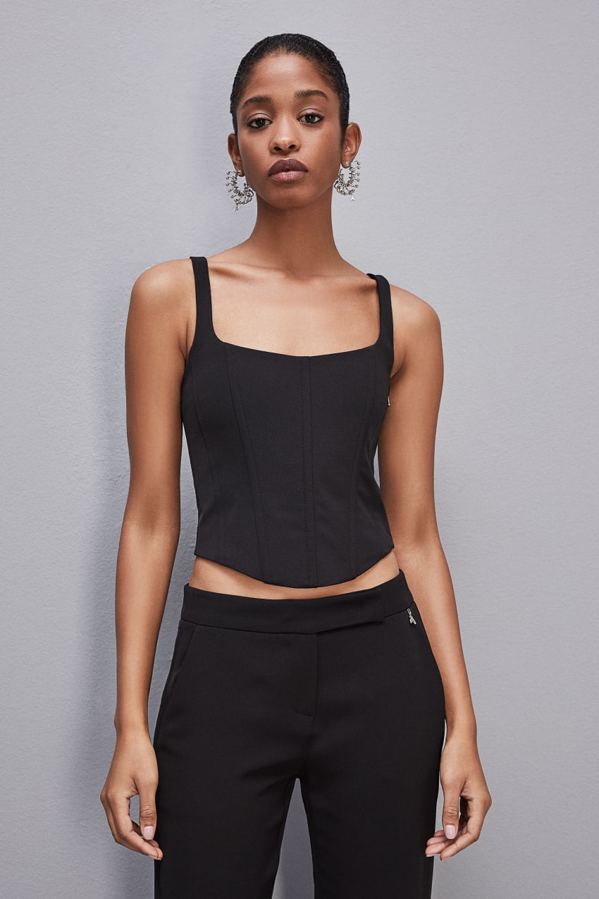 Black Patrizia Pepe Bustier Top | MAJUFVE-94