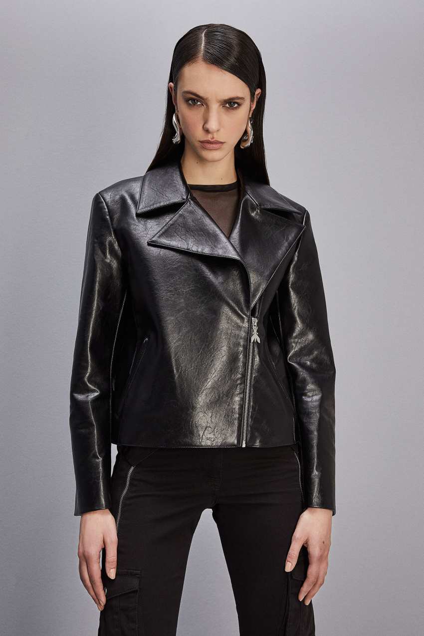 Black Patrizia Pepe Coated Fabric Jacket | CVRDSGN-69