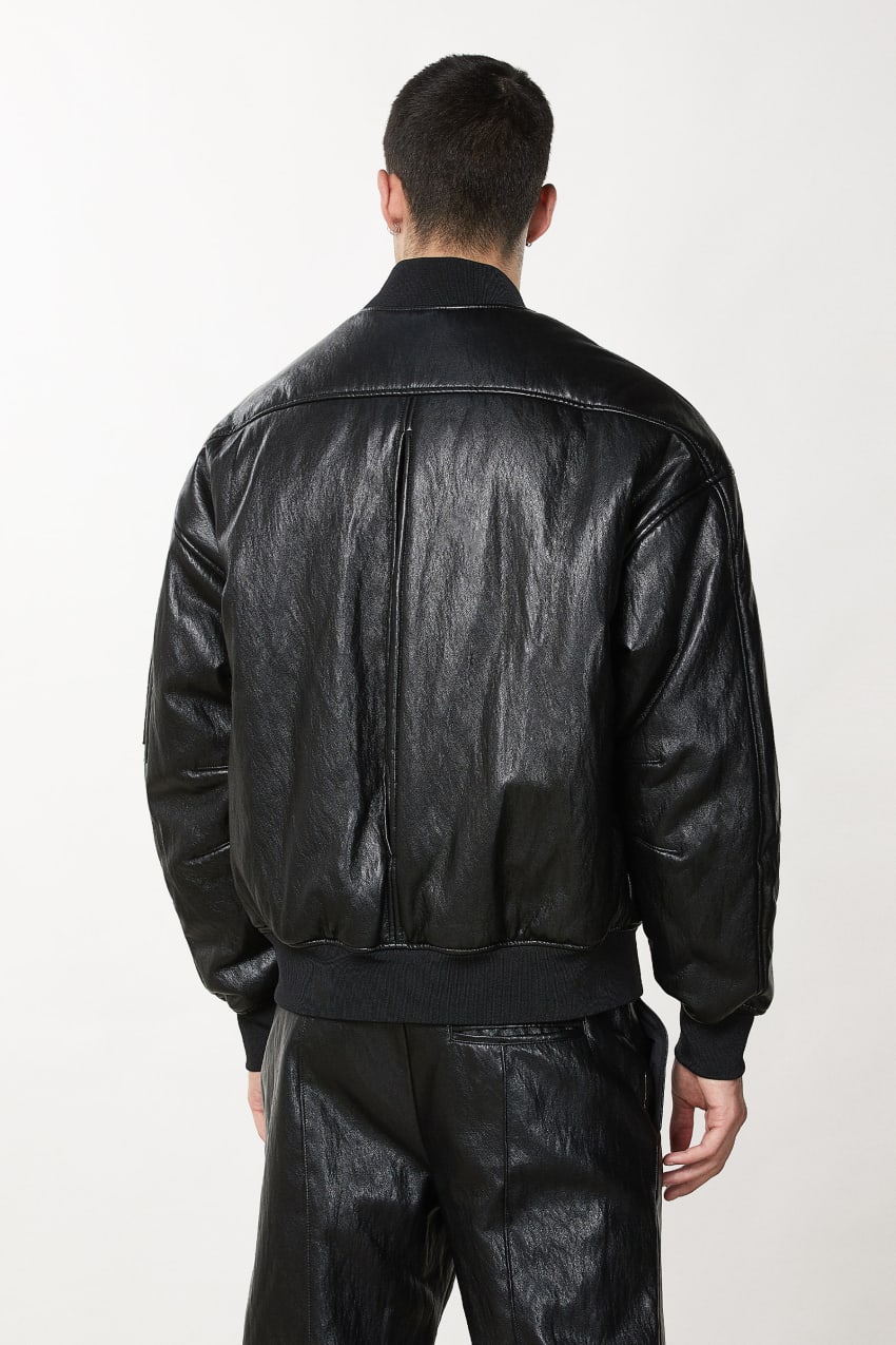 Black Patrizia Pepe Coated Fabric Over Bomber Jacket | MTPDVYO-07