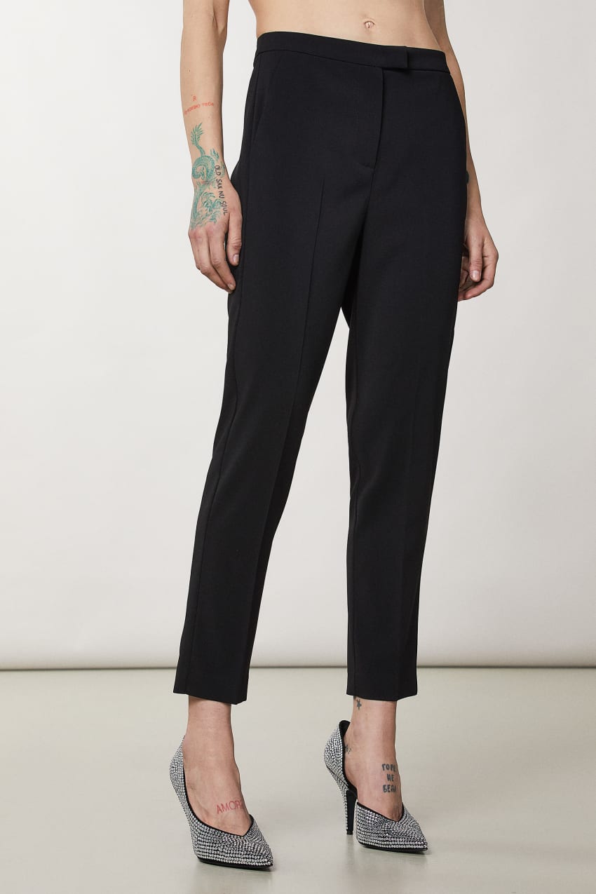 Black Patrizia Pepe Essential Cigarette Pants | JQXNWIL-14