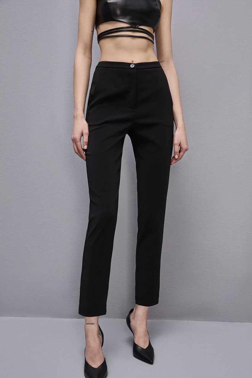 Black Patrizia Pepe Essential Cigarette Pants | WUEVDZI-64