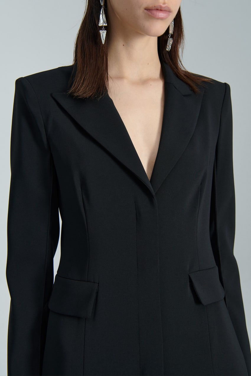 Black Patrizia Pepe Essential Crepe Dress Jacket | NBIQDYT-02