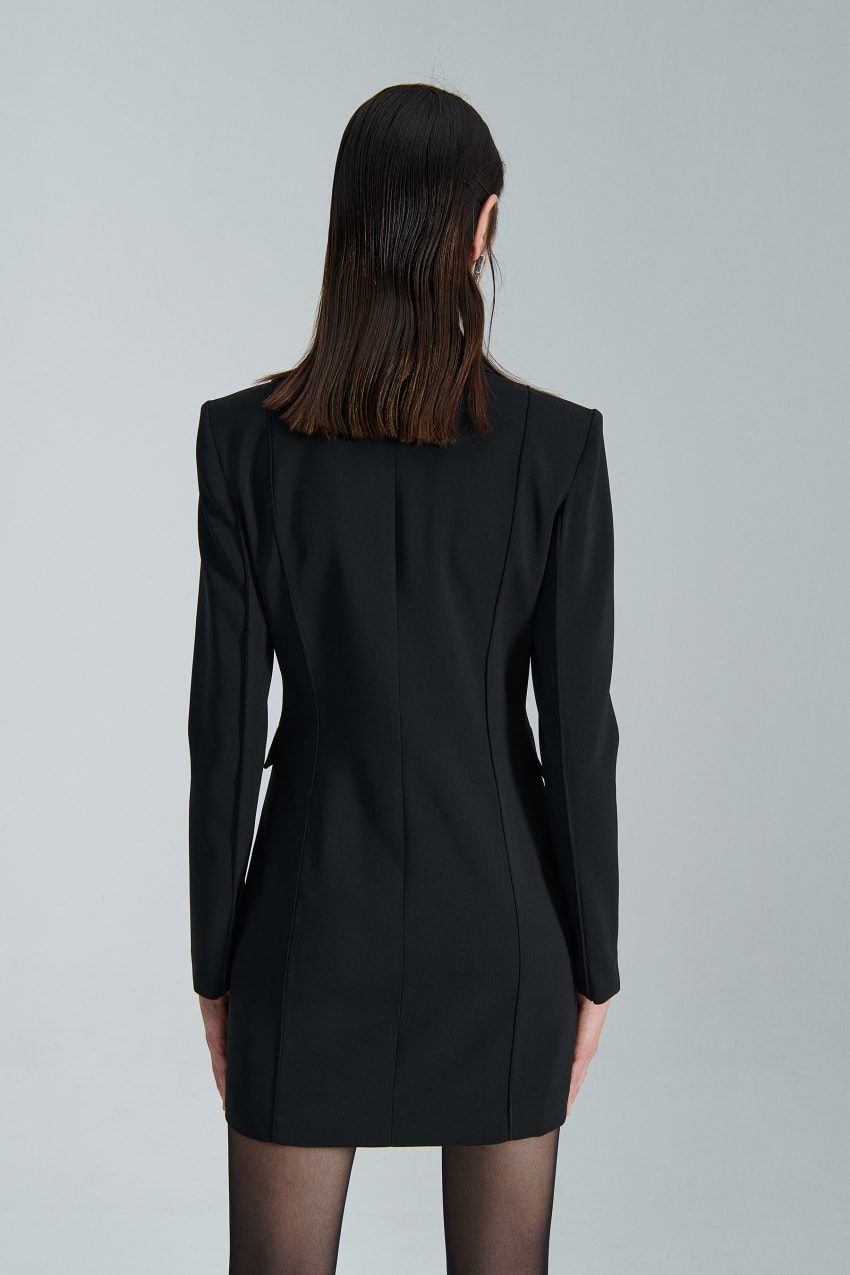 Black Patrizia Pepe Essential Crepe Dress Jacket | NBIQDYT-02