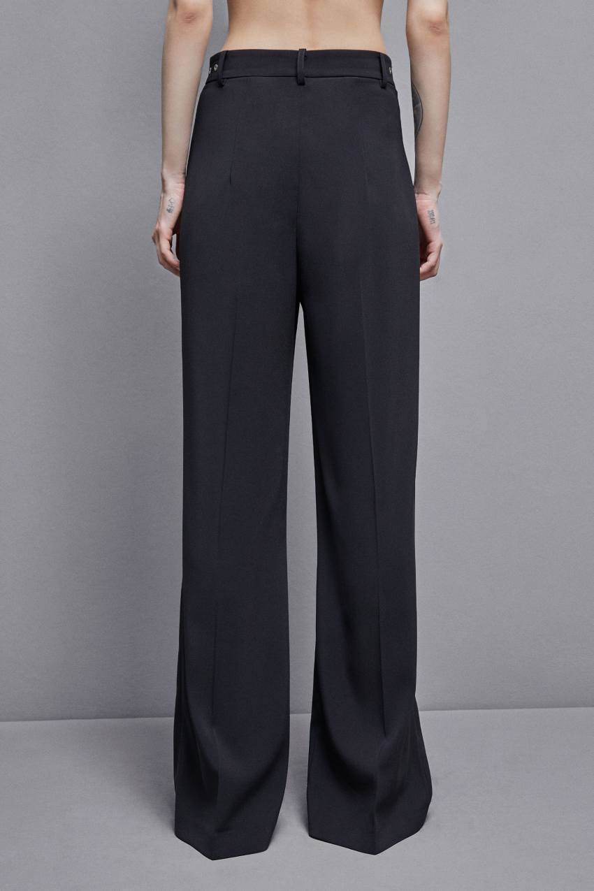 Black Patrizia Pepe Essential Crepe Palazzo-fit Pants | KZIGMAV-27