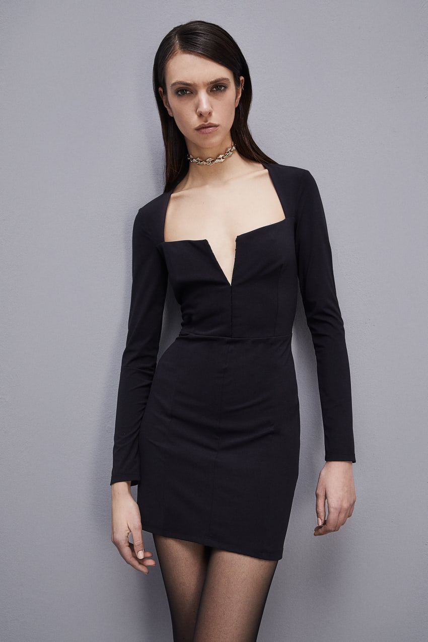 Black Patrizia Pepe Essential Jersey Mini Dress | SRWKILT-10