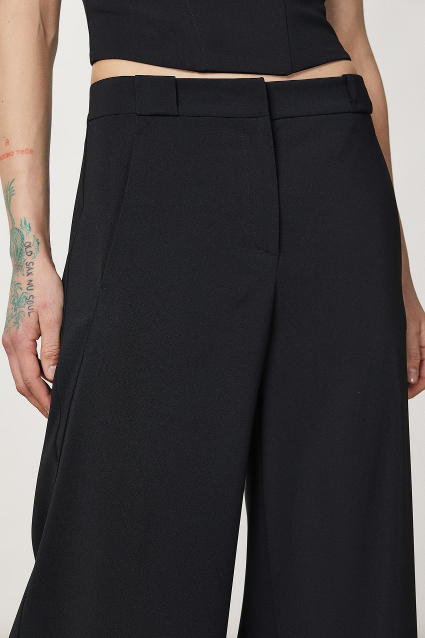 Black Patrizia Pepe Essential Palazzo Pants | BHXKYVJ-52